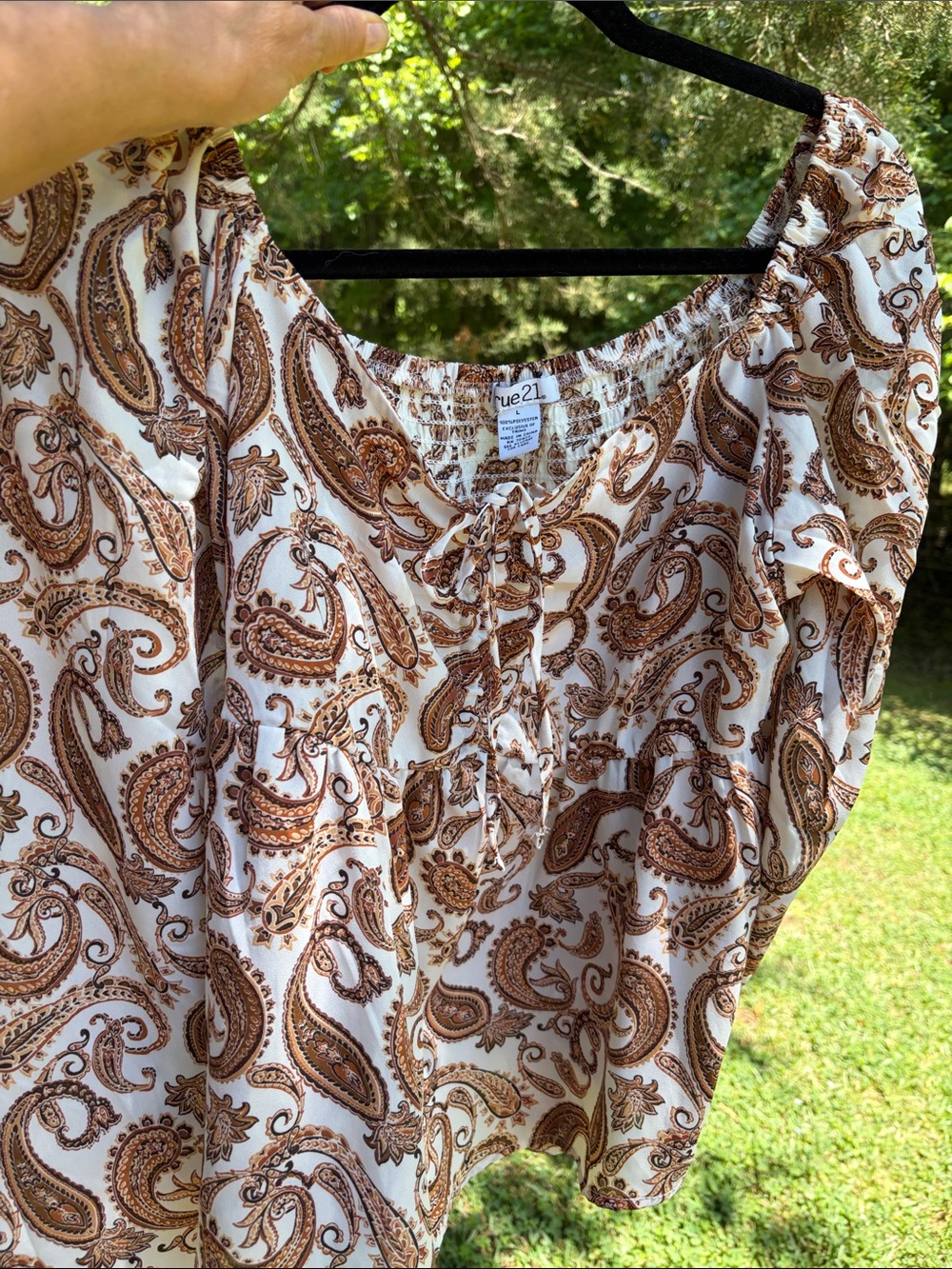 Rue21 Cream and Brown Paisley Peasant Blouse - Picture 3 of 8